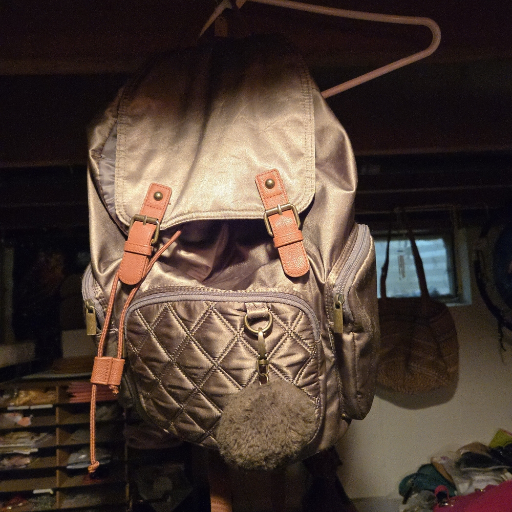 Source Unknown Quilted Backpack - Silver And Tan - image 5